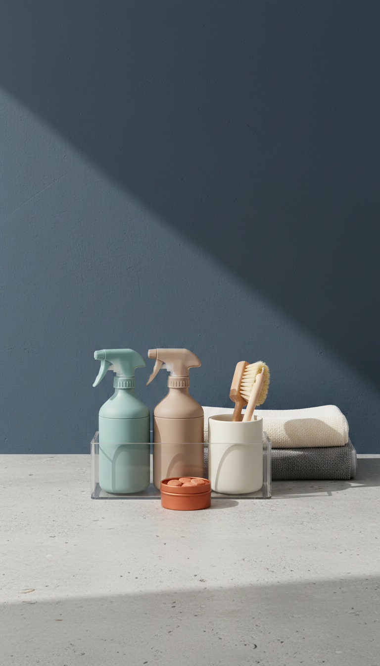 Cleaning organizer kit with stackable box in a new setting