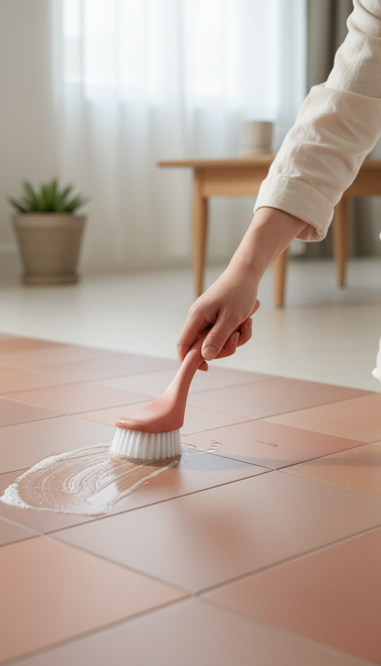Ergonomic Bathroom Scrubbing Brush in use